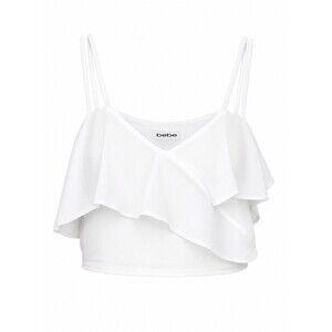Bebe White Ruffle Crop Top NWT